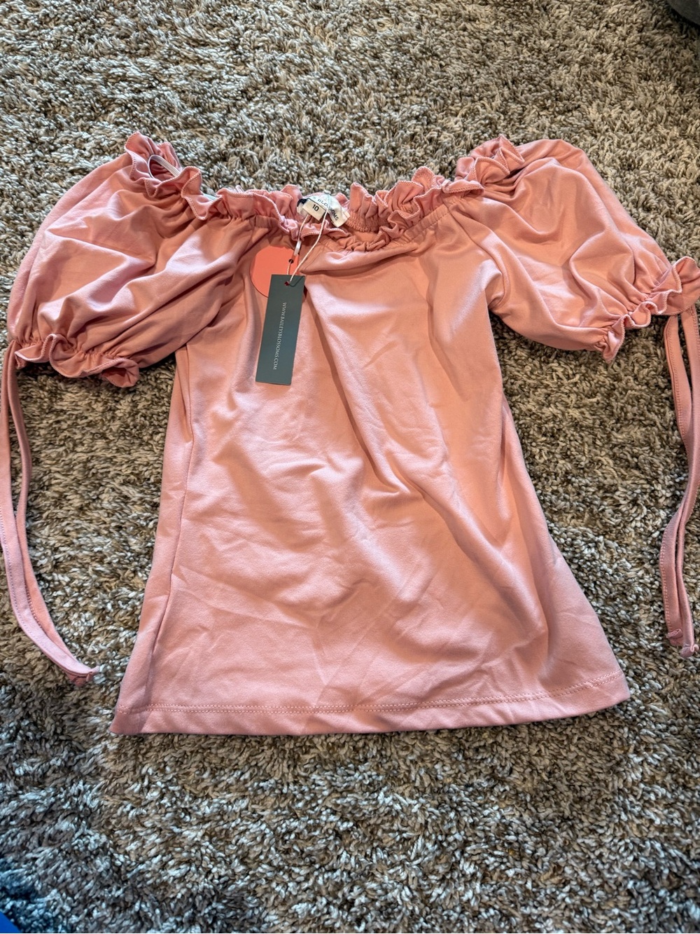 Girls' Off-Shoulder Puff Sleeve Tunic - Rose Pink